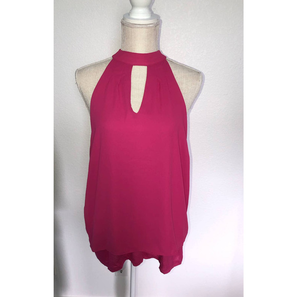 Bar III Fuscia Chocker Neck Keyhole Vented Blouse - XL - Picture 2 of 5